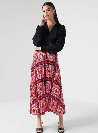 Printed Pleated Skirt