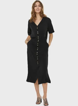 Button Down Midi Skirt 