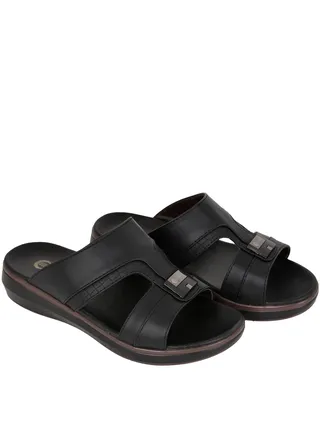 Mens Patterned Strap Arabic Sandals Black 