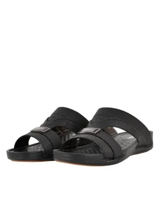 Mens Patterned Strap Arabic Sandals Black 