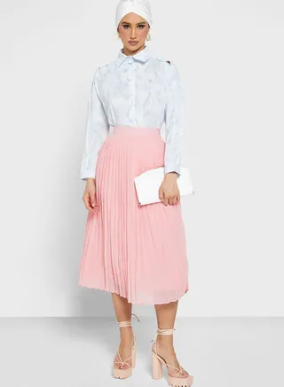 High Waist Pleated Skirt 