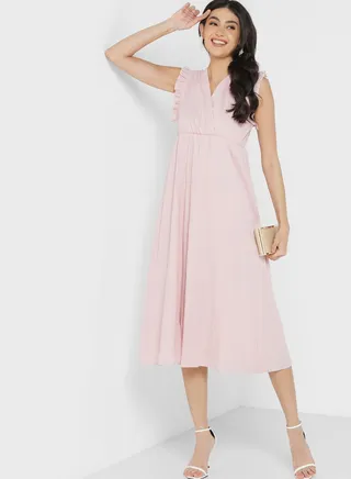 Frill Sleeve Detail Fit & Flare Dress