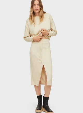 Front Split Midi Skirt 