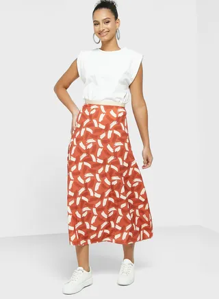 Printed Fit & Flare Skirt 