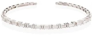 18kt White Gold Baguette-Cut Diamond Bangles