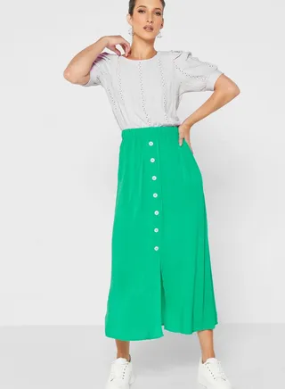 Button Detail Skirt 
