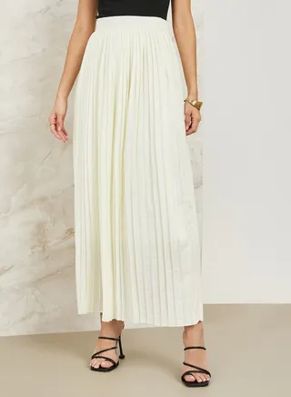 Pleated Flared Maxi Skirt 