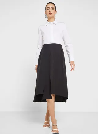 Gathered Asymmetrical Hem Skirt 