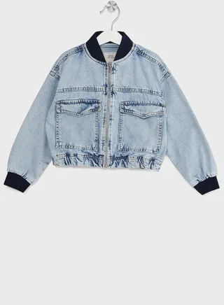 Girl Bomber Jean Jacket 