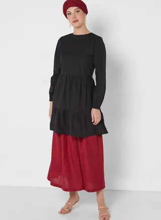 Wide Waistband Detail High Waist Skirt 