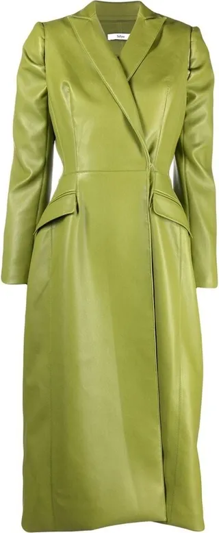 Faux-Leather Layered Trench Coat