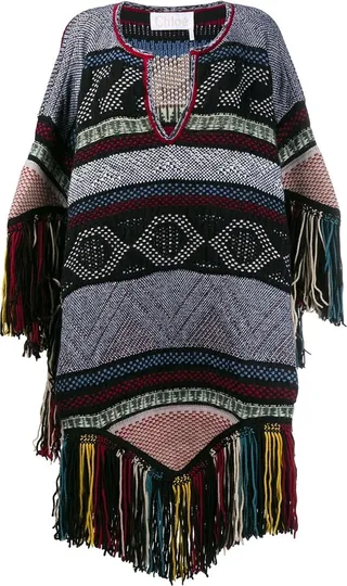 Embroidered Knitted Poncho