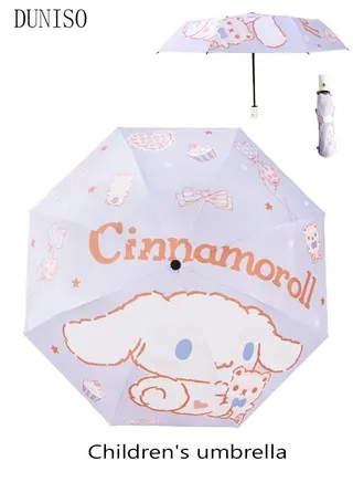 Kids Folding Umbrella Automatic Open Cartoon Travel Umbrella Waterproof and UV-Resistant Compact Windproof Umbrella for Girls and Boy 