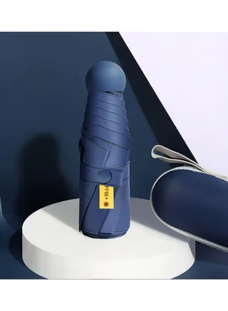 Small foldable capsule umbrella, portable, lightweight and compact mini travel umbrella,95% UV resistant and rain resistant umbrella (Blue) 