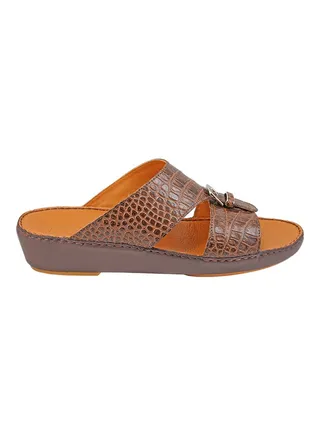 Croc Effect Sandals Brown 