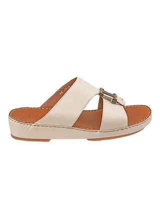 Solid Metal Detail Arabic Sandals Beige 