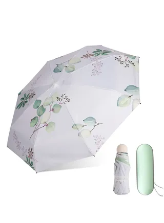 Compact UV-Protected Travel Umbrella,  Dual Sun & Rain Protection with Stylish Case, 8-Rib Lightweight Design 