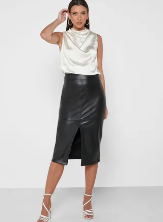 Front Slit Midi Skirt 