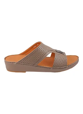 Textured Logo Detail Arabic Sandals Stone 