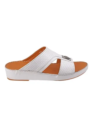 Textured Logo Detail Arabic Sandals White 