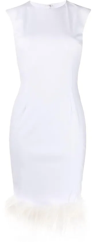 Feather Trim Midi Dress