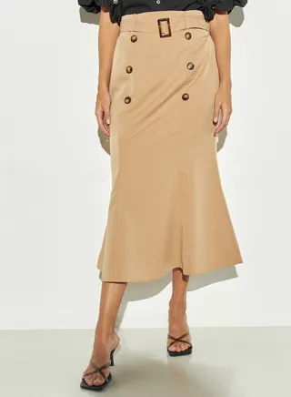 2Xtremz Button Detail Midi Skirt with Belt 