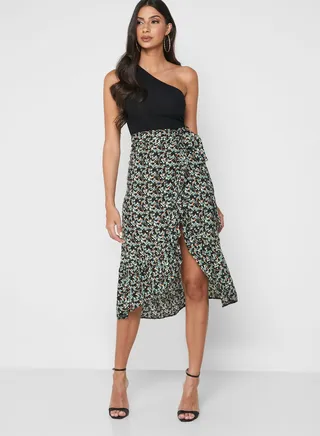 High Waist Ruffle Detail Skirt 