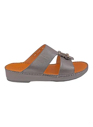 Solid Metal Detail Arabic Sandals Brown 