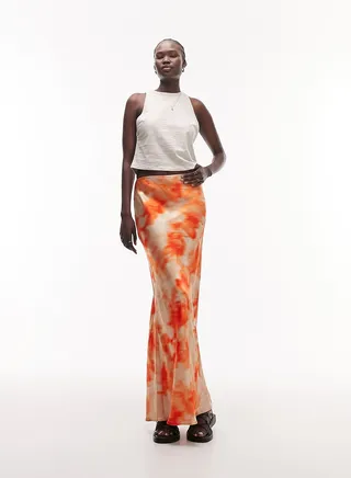 High Waist Printed Maxi Skirt 