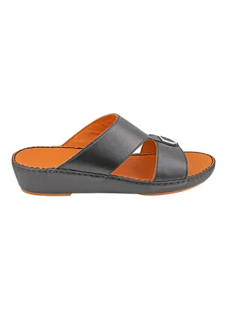Stitch Detail Buckle Embellished Sandals Black 