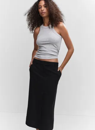 Front Slit Pocket Detail Skirt 