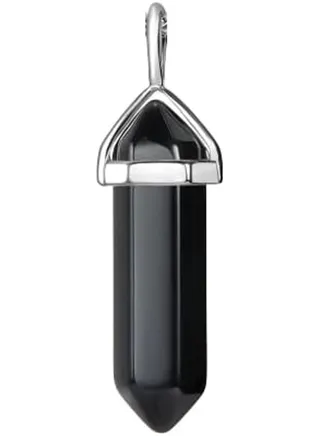 Healing Hexagonal Black Obsidian Crystal Point Pendant Necklace 