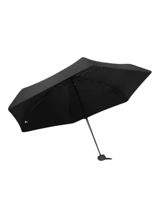 Five Fold 13-Bone Flamingo Vinyl Sun Umbrella Black 