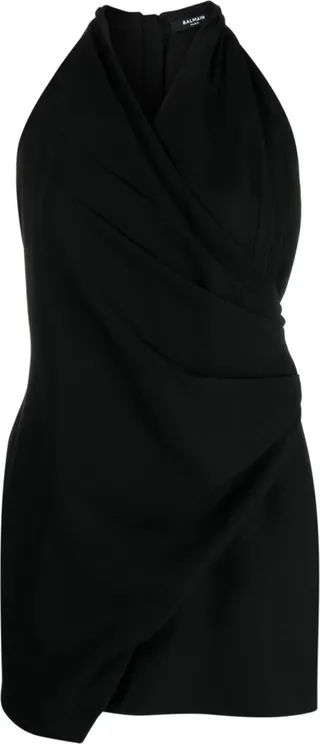 Halterneck Draped Mini Dress