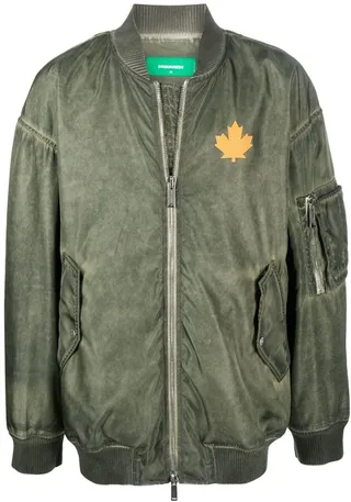 Slogan-Print Bomber Jacket