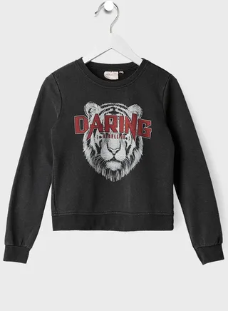 Kids Konlucinda Life Graphic Print Sweatshirt 