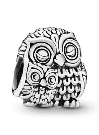 Sterling Silver Owl Family Charm 