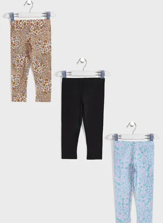 Kids 3 Pack Printed Leggings 