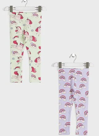 Kids 2 Pack Printed Leggings 