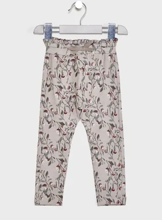 Kids Floral Tie Waist Pants 