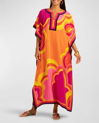Theodora Printed Split-Neck Maxi Dress