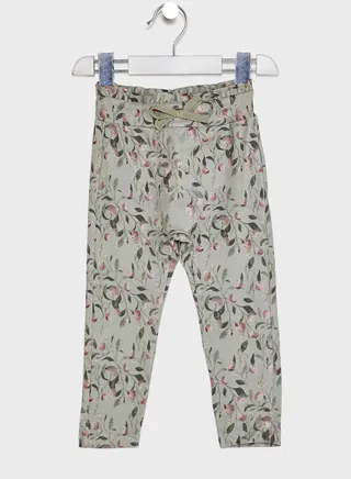 Kids Floral Tie Waist Pants 