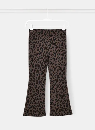 Girls Animal Print Flared Pants 