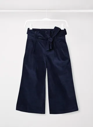 Girls Wide Leg Corduroy Pants Navy 