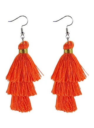 3-Layer Silk Tassel Earrings 