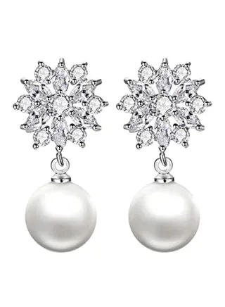 Pearl Beaded Dangle Earrings 