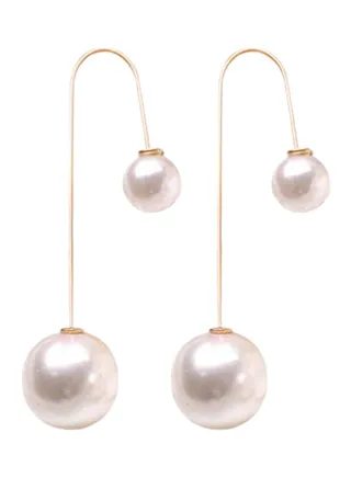 Faux Pearl Ball Drop Dangle Earrings 