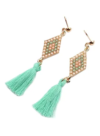 Rhombic Tassel Earrings 