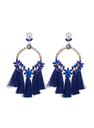 Stone Studded Alloy Tassel Earrings 
