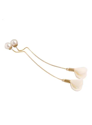 Faux Pearl Long Tassel Dangle Earrings 